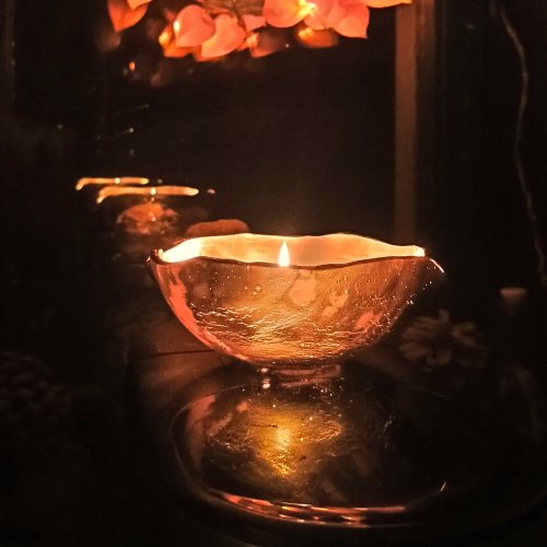 Luxusní skleněný svícen - stříbrný