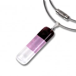 Rectangular glass pendant in pink color HELENE P1105