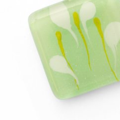 Glass pendant square green DAISY P1408