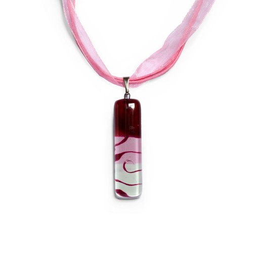 Rectangular glass pendant in pink HELENE P1109