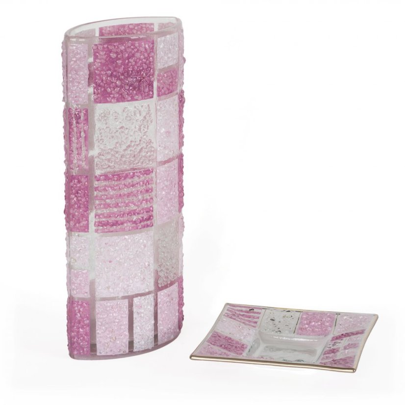 Pink glass vase CORAL KARO
