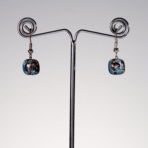 Glass earrings turquoise-brown MEMPHIS N0405