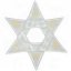 Bożonarodzeniowa szklana ozdobna gwiazda w kolorze białym 02 - złote spiralki