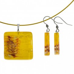Komplet biżuterii szklanej żółty - 1301