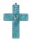 Sklenený kríž na stenu tyrkysový malý – so špirálou