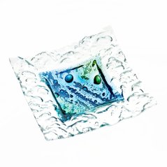 Glass bowl MADEIRA with lace – square