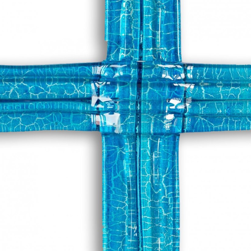 Small blue layered glass wall cross