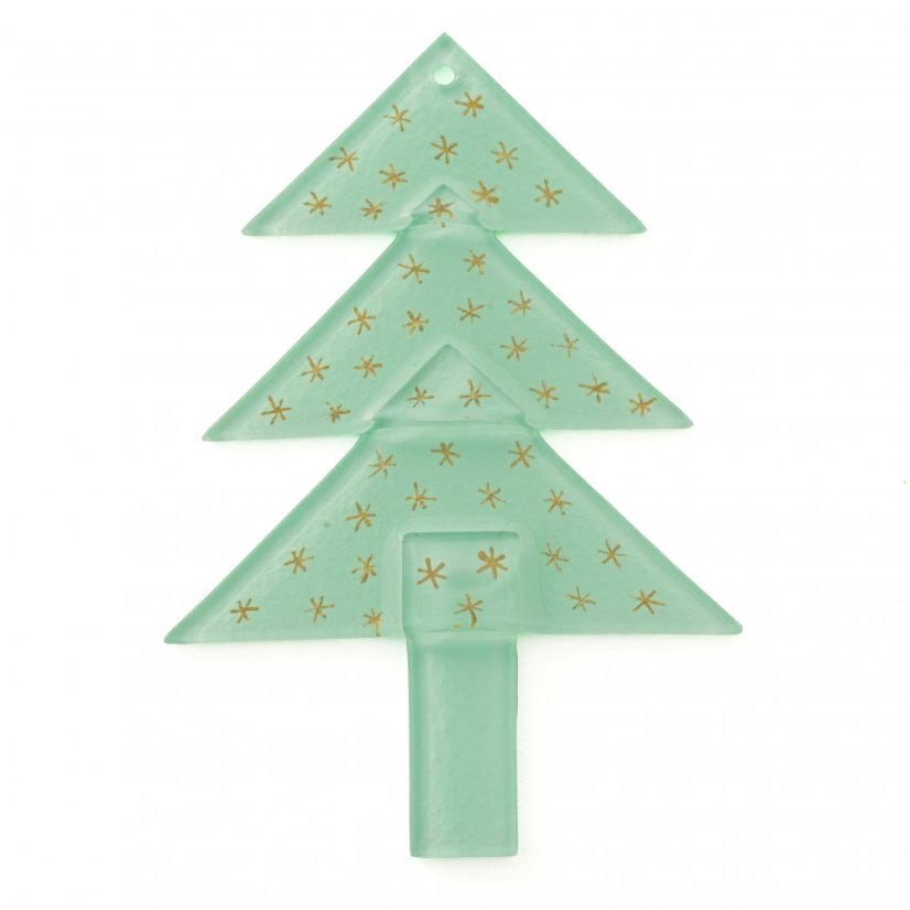 Szklane drzewko ornament w kolorze w pastelowym zielonym
