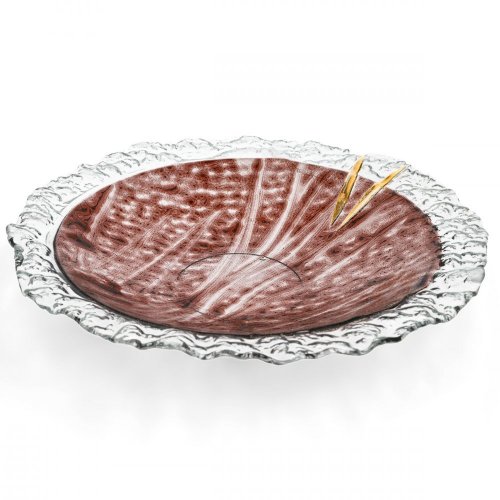 Glass bowl TERRA brown with lace – round