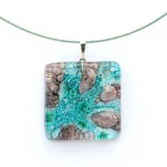 Glass pendant turquoise brown square MEMPHIS P0403