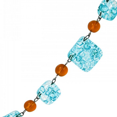 WAGA - Súprava sklenených šperkov tyrkysová náhrdelník + náušnice SOU0109