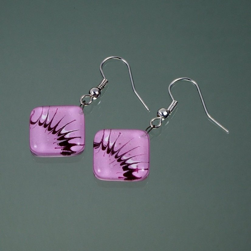 Pink glass earrings HELENE N1109