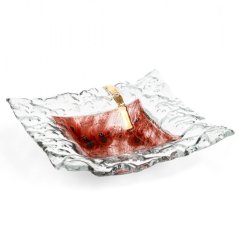 Glass bowl TERRA brown with lace – square, strip
