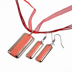 Komplet biżuterii szklanej PLATINUM różowy - 1602