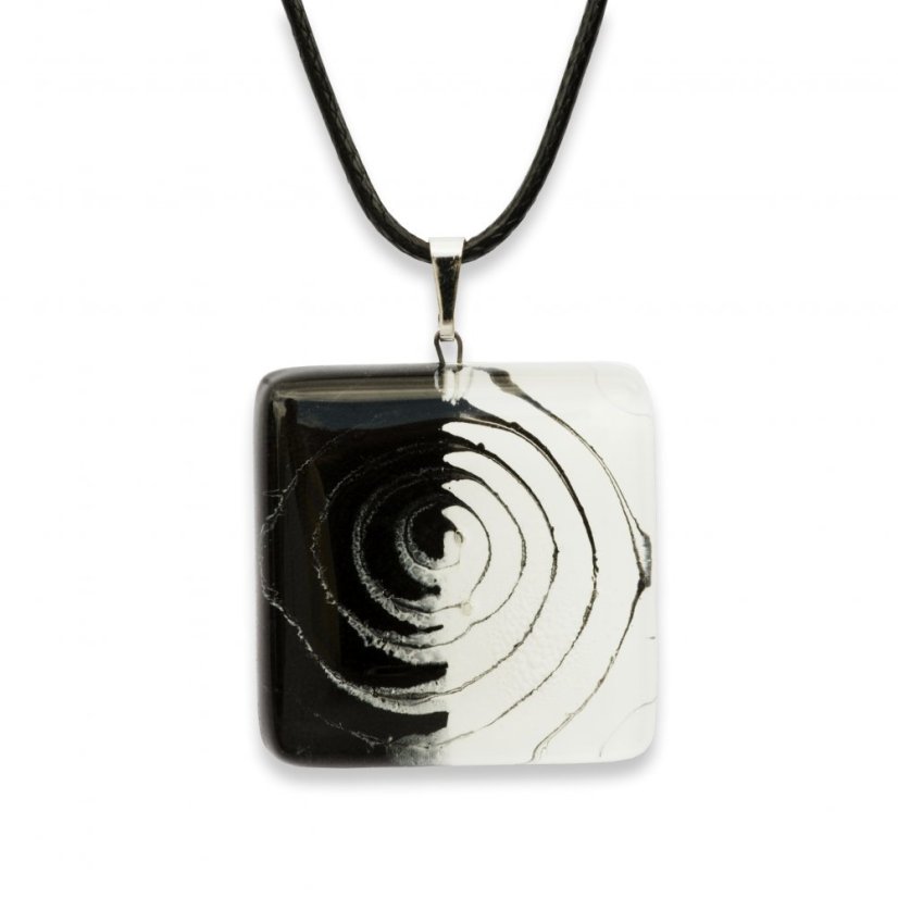 Glass pendant square black and white LENORE P1707