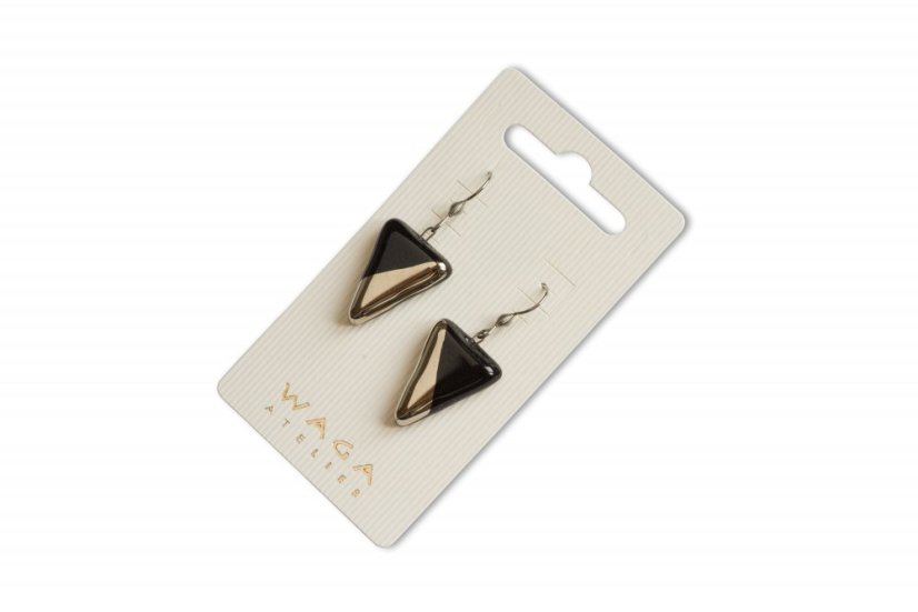 Silver-black glass earrings - triangle N5103