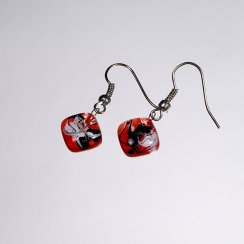 Red glass earrings SARAH N0901