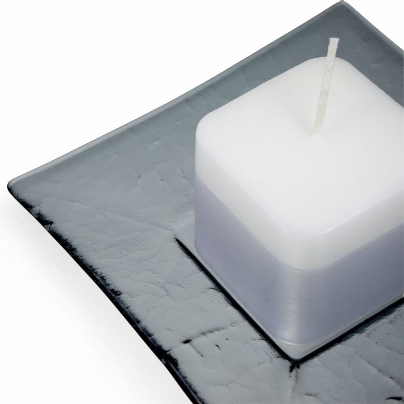 Glass clear smoky candlestick with scented candle