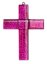 Deep pink glass wall cross - with lines