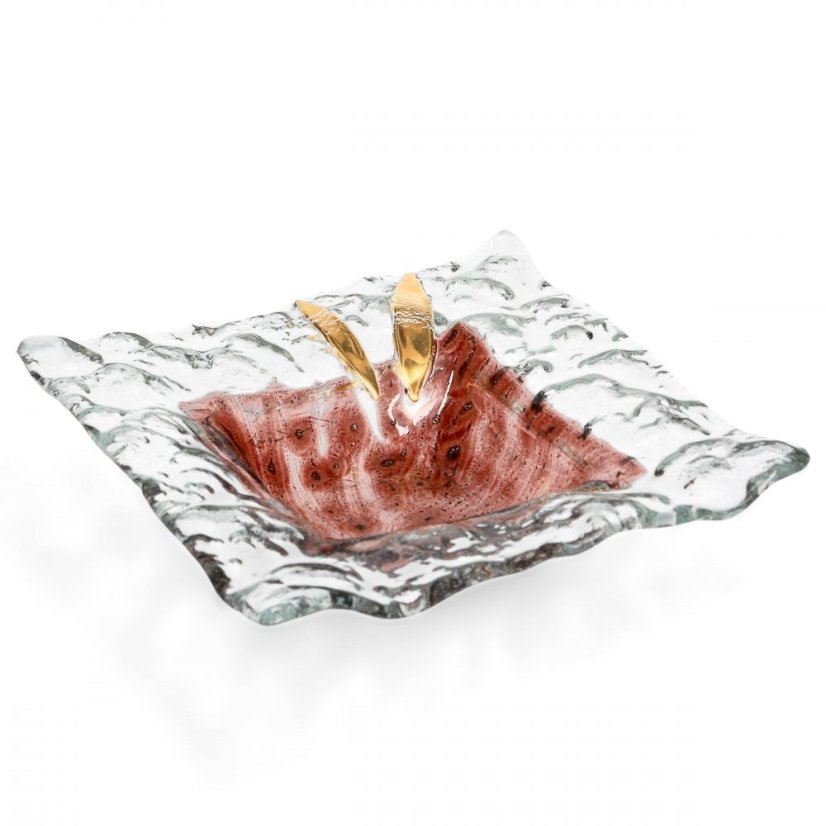 Glass bowl TERRA brown with lace – square