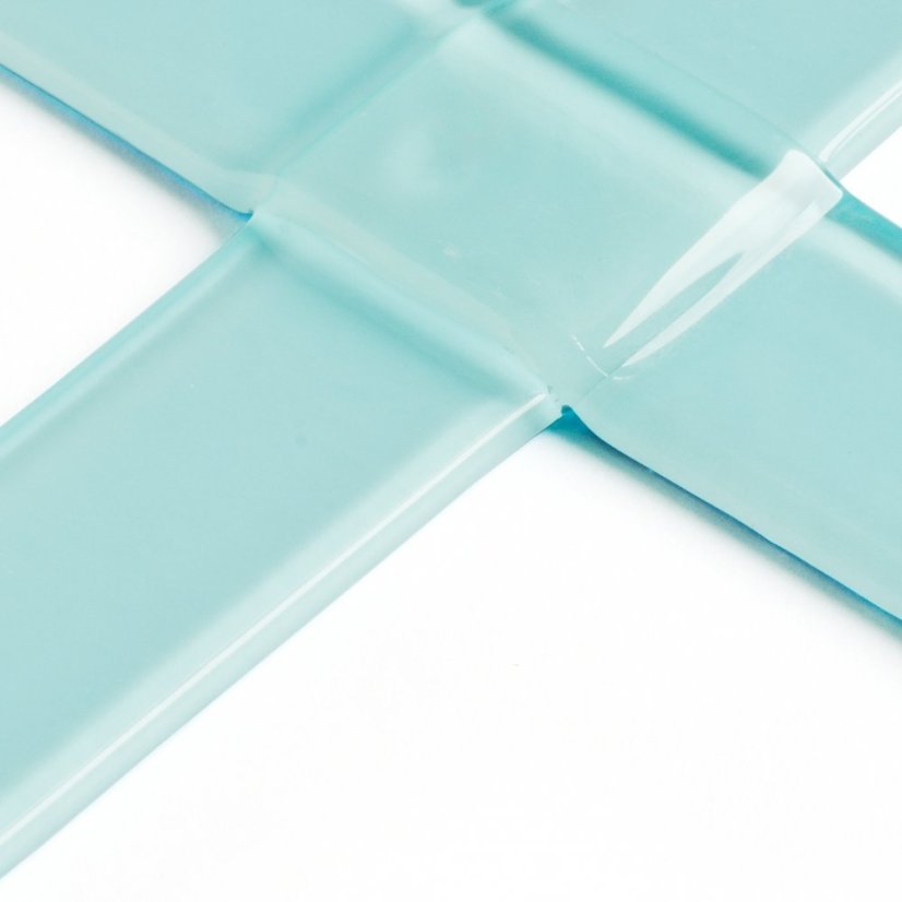Glass christening cross pale blue