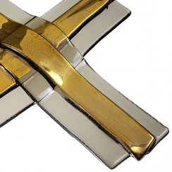 Gold layered glass wall cross