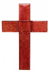 Skleněný kříž na stěnu rubínový