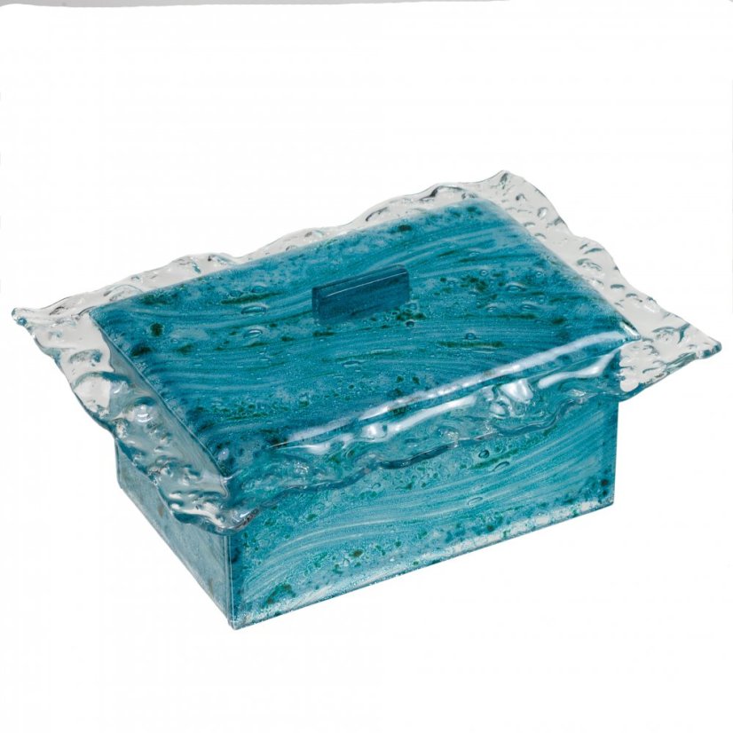 Glass box turquoise with glass lace