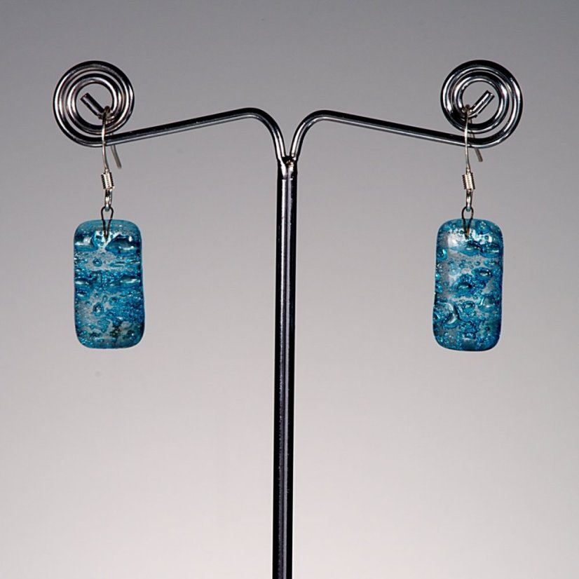 Szklane kolczyki turkusowe BLANKYT N0104