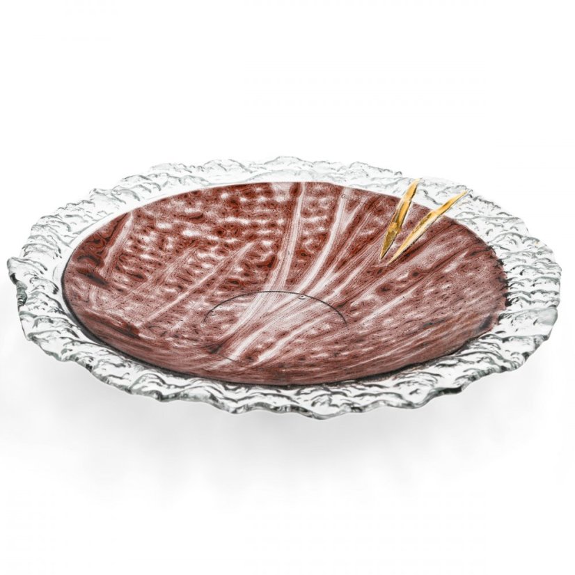 Glass bowl TERRA brown with lace – round