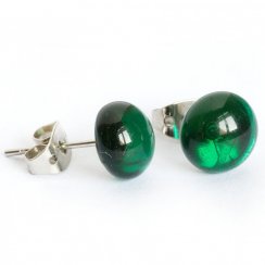 Dark green glass earrings PUZETY N1833