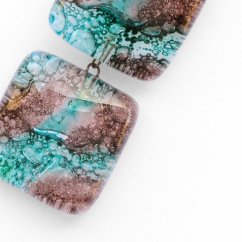 Glass pendant turquoise brown two-piece MEMPHIS P0407