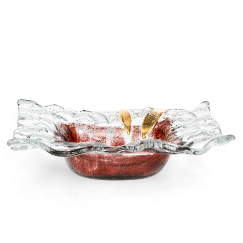 Glass bowl TERRA brown with lace – square