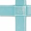 Glass christening cross pale blue - with spiral