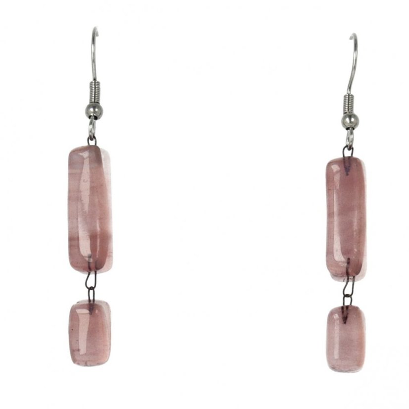 WAGA - Set glass jewelry with necklace old pink necklace + earrings SOU1201
