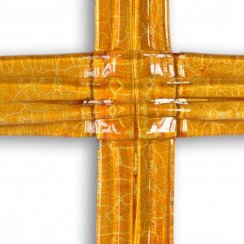 Skleněný kříž na stěnu jantarový vrstvený