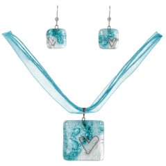 Súprava sklenených šperkov tyrkysová SOU0108