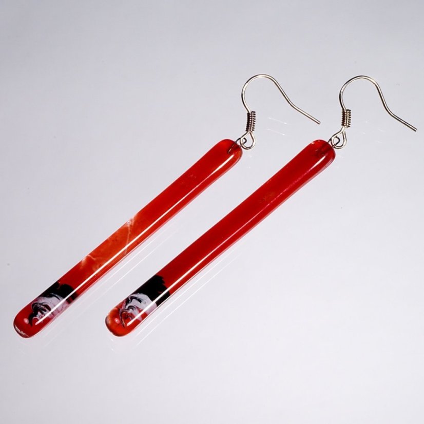 Red glass earrings SARAH N0904