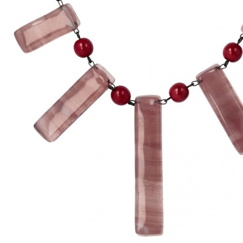 WAGA - Súprava sklenených šperkov staroružová náhrdelník + náušnice SOU1201