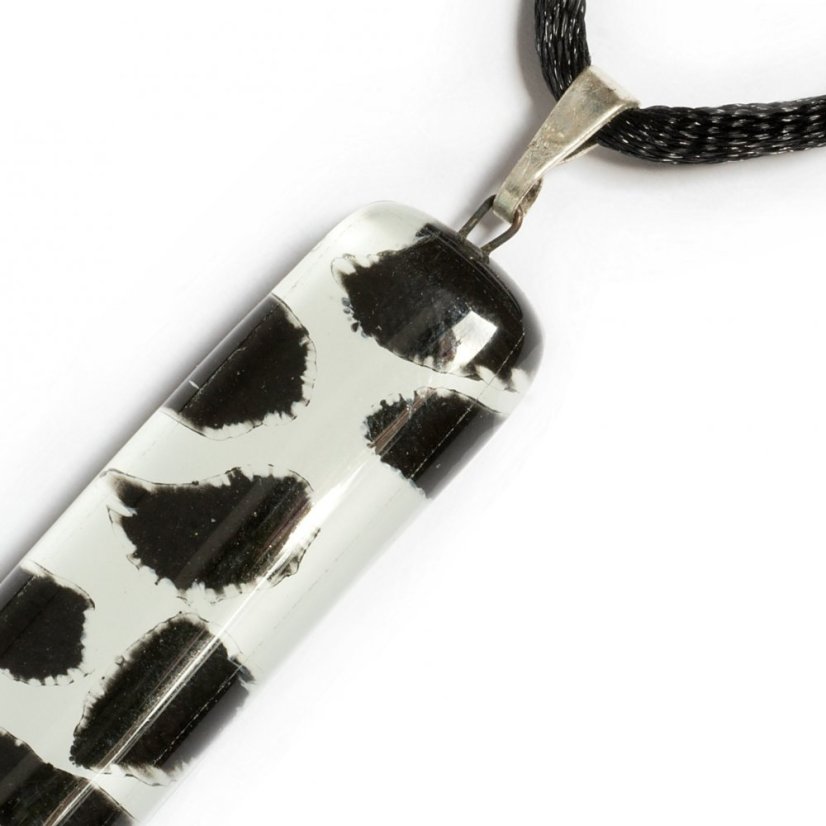 Rectangular glass pendant, black and white LENORE P1704