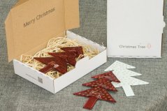 Szklane drzewko ornament w kolorze czerwonym antyk