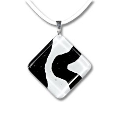 Rhombic glass pendant black and white LENORE P1701