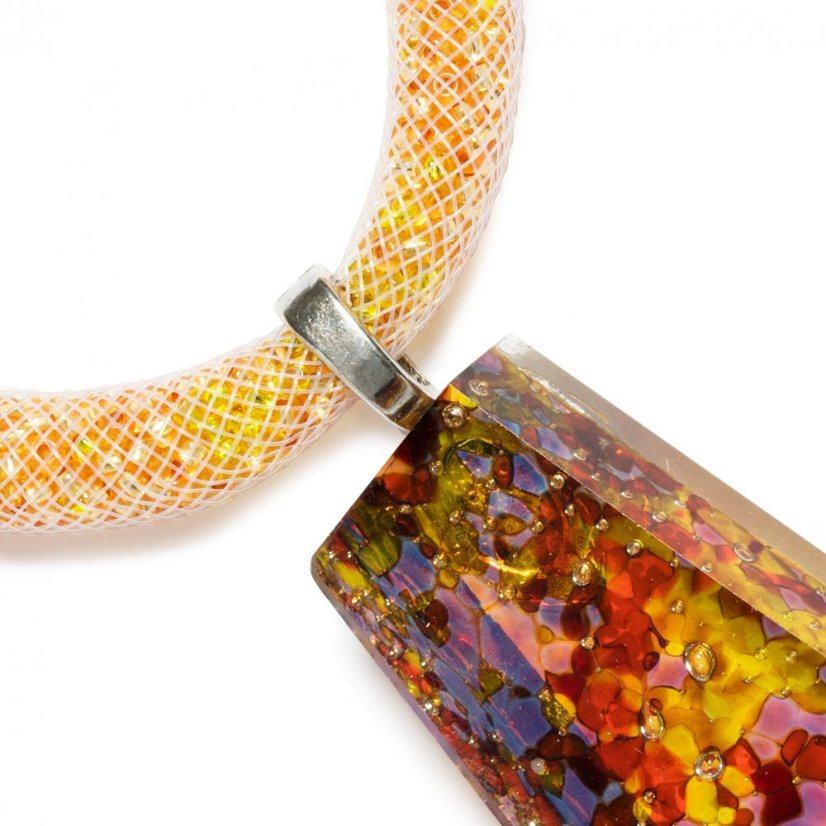 Cut amber glass jewel PRV0801