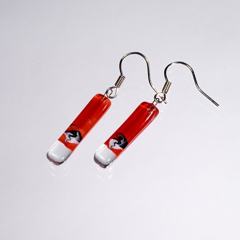 Red glass earrings SARAH N0902