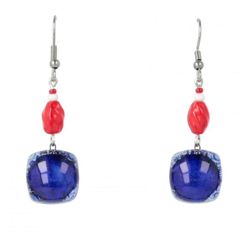 WAGA - Komplet biżuterii z ciemnoniebieskiego szkła naszyjnik + kolczyki SOU0303