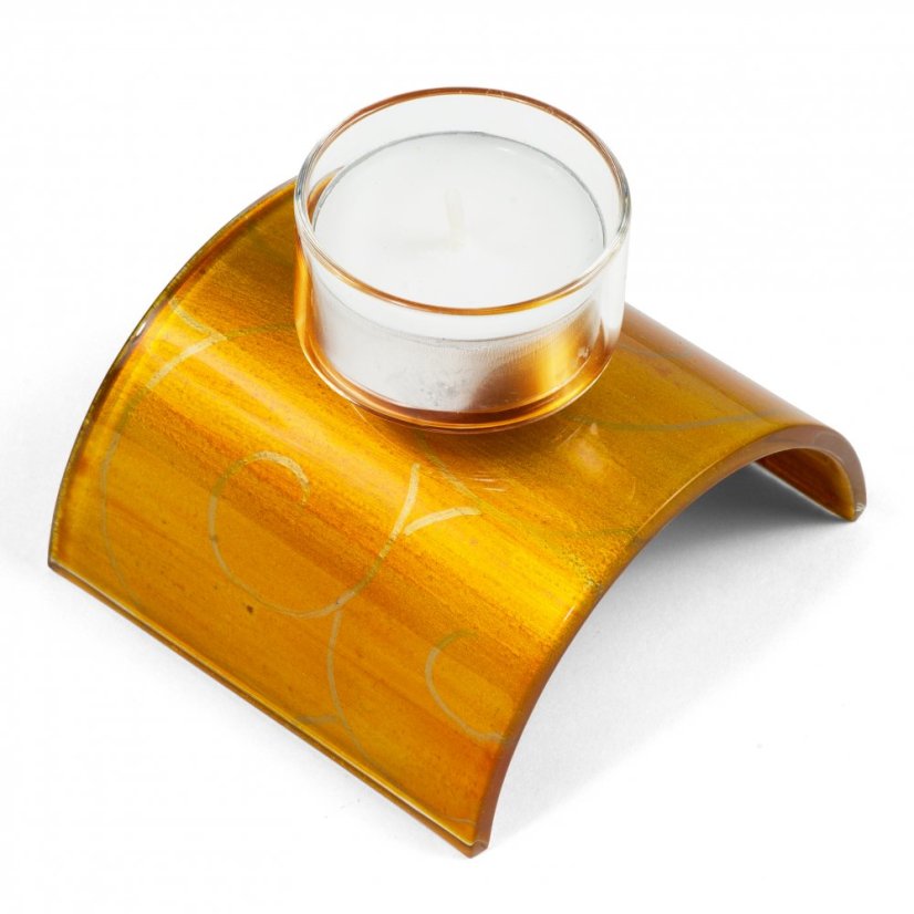 Amber glass candlestick for a tea candle