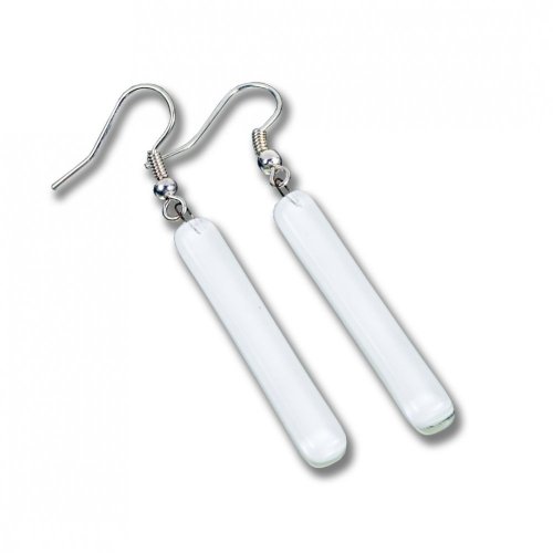 Glass earrings white LINDA N0701