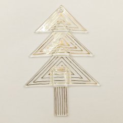 Szklane drzewko ornament w kolorze przezroczystym - złote trójkąty