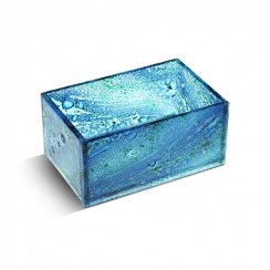 Szklany pojemnik niebiesky ze szklaną koronką