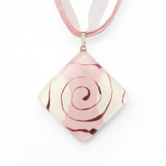 Pink rhombus glass pendant HELENE P1113